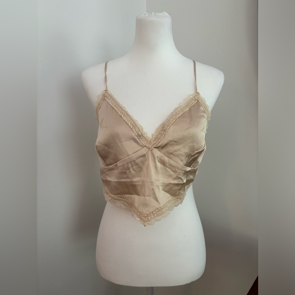 love tree satin cami top - tan/cream/gold